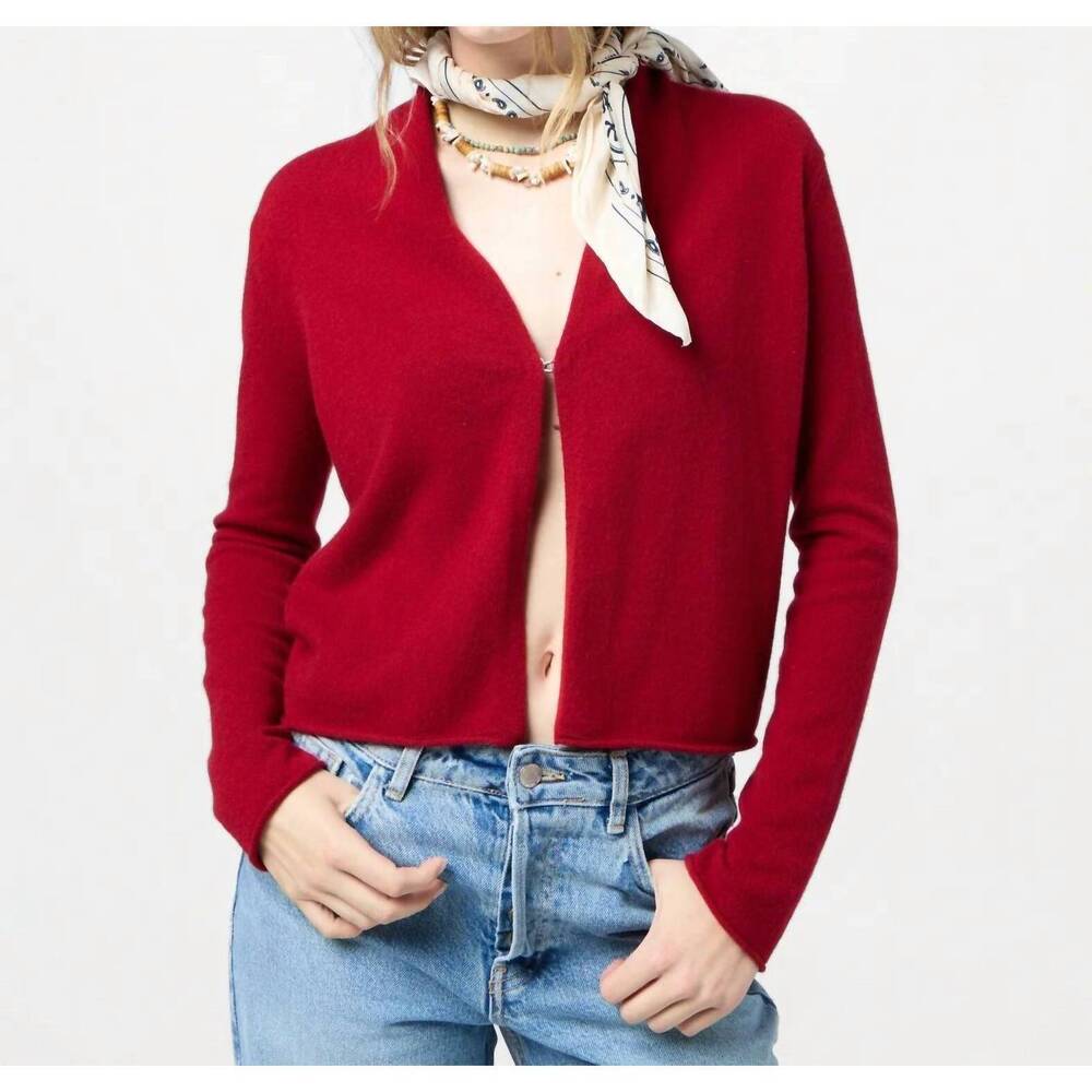 NEW GUEST IN RESIDENCE stealth cardigan in ruby